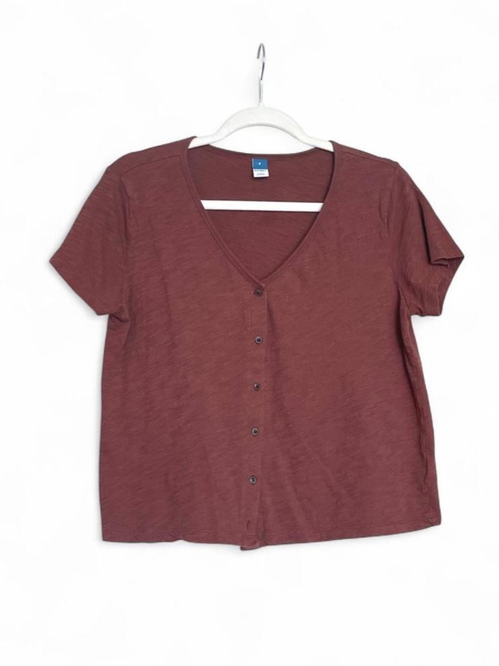 Old Navy Short Sleeve Button-Front V-Neck Top - Maroon